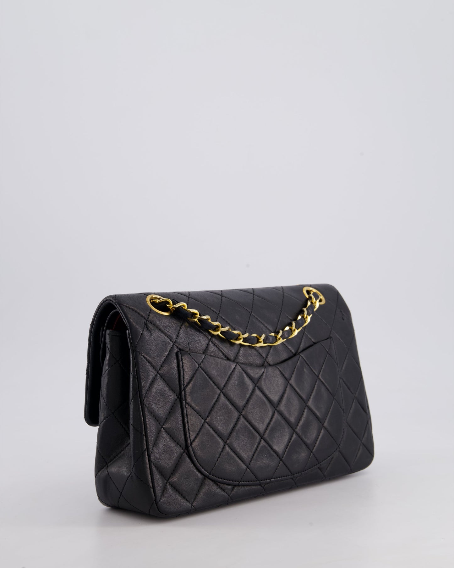 Chanel Vintage Black Small Classic Double Flap Bag in Lambskin Leather with 24k Gold Hardware