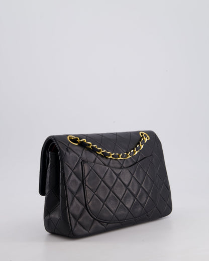 Chanel Vintage Black Small Classic Double Flap Bag in Lambskin Leather with 24k Gold Hardware