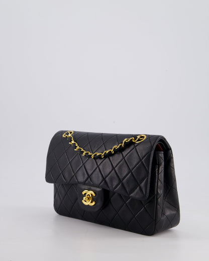 Chanel Vintage Black Small Classic Double Flap Bag in Lambskin Leather with 24k Gold Hardware