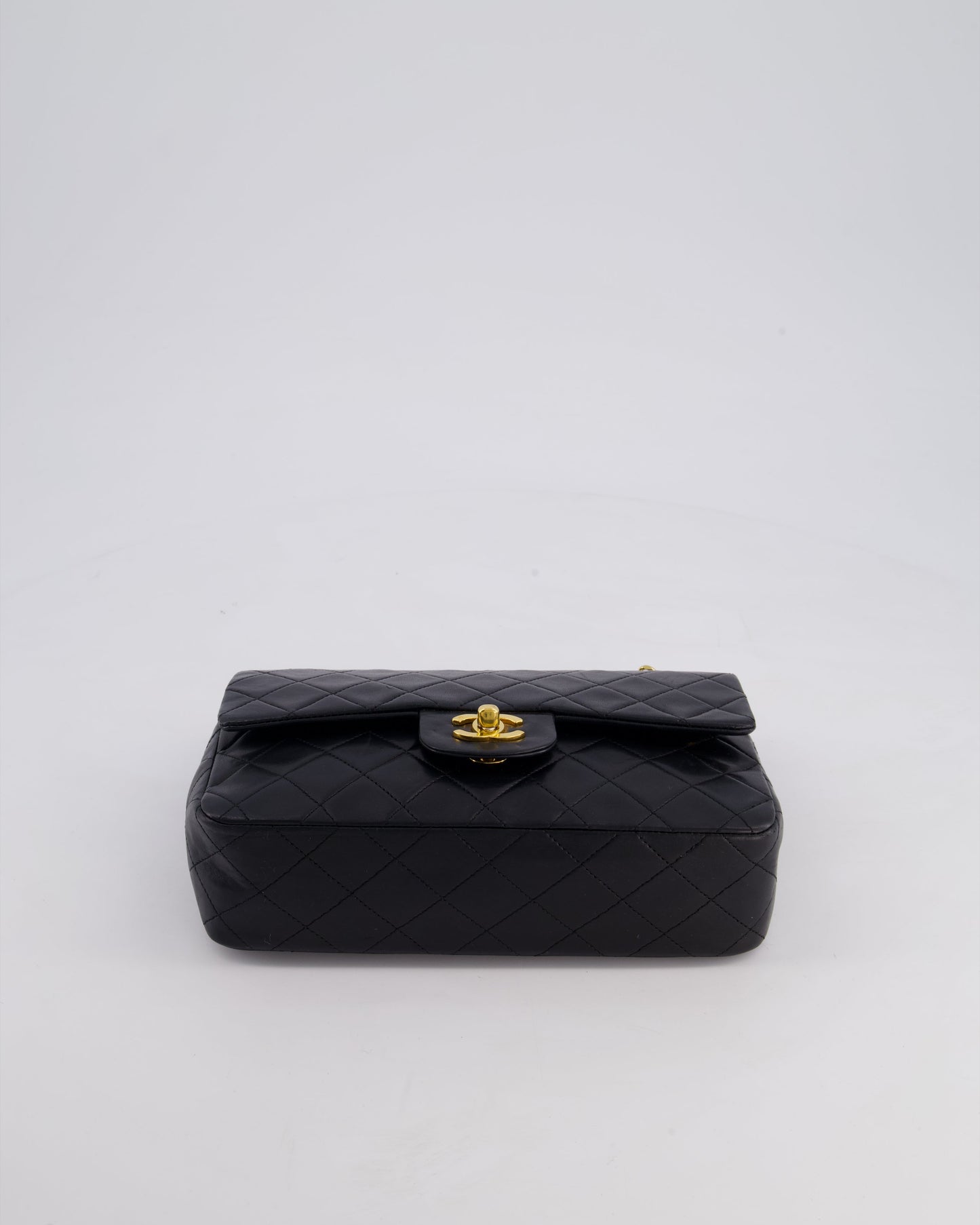 Chanel Vintage Black Small Classic Double Flap Bag in Lambskin Leather with 24k Gold Hardware