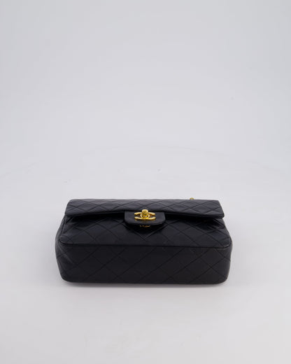 Chanel Vintage Black Small Classic Double Flap Bag in Lambskin Leather with 24k Gold Hardware