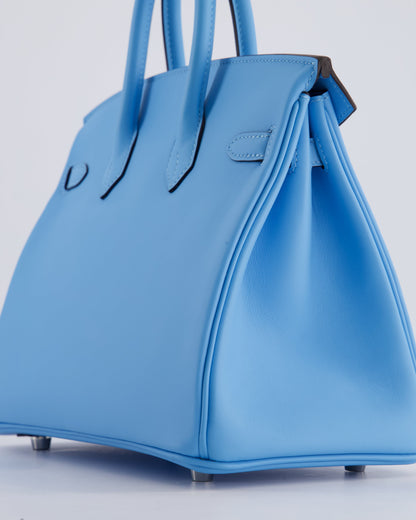 *SUPER RARE* Hermès Birkin 25cm Bag in Bleu Celeste Swift Leather with Palladium Hardware