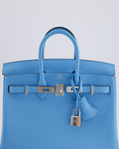 *SUPER RARE* Hermès Birkin 25cm Bag in Bleu Celeste Swift Leather with Palladium Hardware