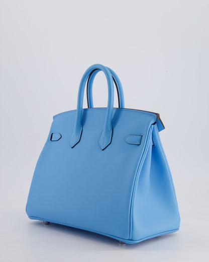 *SUPER RARE* Hermès Birkin 25cm Bag in Bleu Celeste Swift Leather with Palladium Hardware