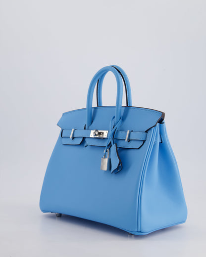 *SUPER RARE* Hermès Birkin 25cm Bag in Bleu Celeste Swift Leather with Palladium Hardware