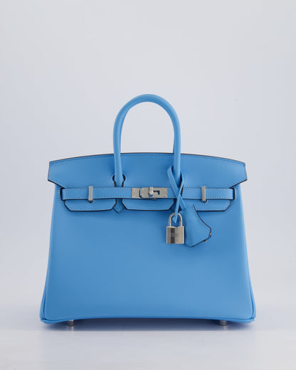 *SUPER RARE* Hermès Birkin 25cm Bag in Bleu Celeste Swift Leather with Palladium Hardware