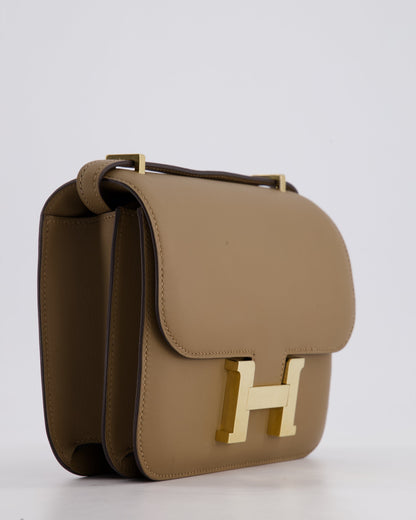 Hermès Constance III Mini 18cm Miroir Bag in Beige Weimar Swift Leather with Gold Hardware