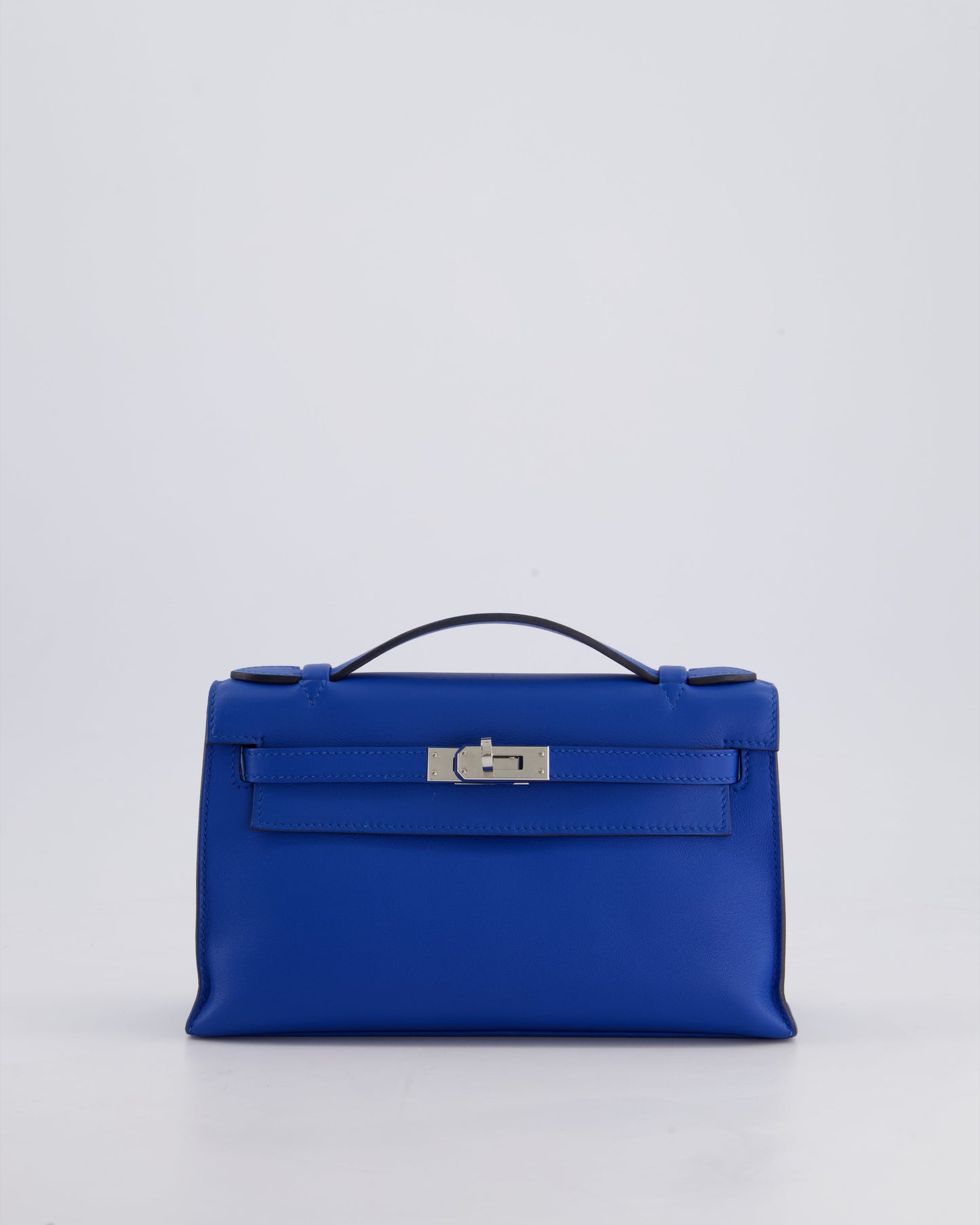 Hermès Kelly Pochette in Bleu Royal Swift Leather with Palladium Hardware