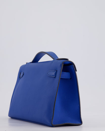 Hermès Kelly Pochette in Bleu Royal Swift Leather with Palladium Hardware