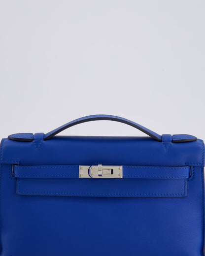 Hermès Kelly Pochette in Bleu Royal Swift Leather with Palladium Hardware