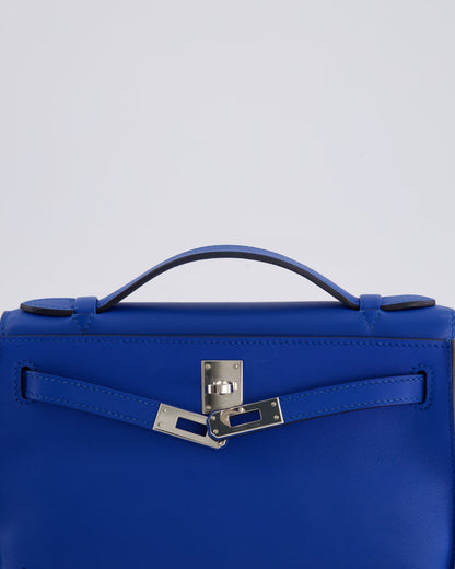 Hermès Kelly Pochette in Bleu Royal Swift Leather with Palladium Hardware