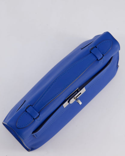 Hermès Kelly Pochette in Bleu Royal Swift Leather with Palladium Hardware