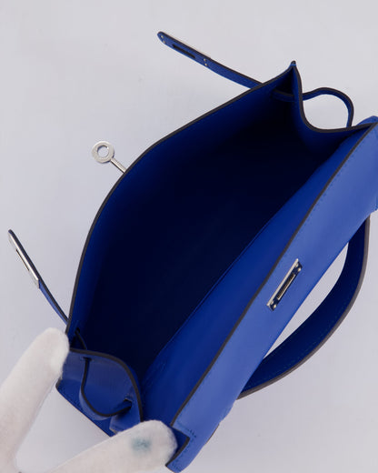 Hermès Kelly Pochette in Bleu Royal Swift Leather with Palladium Hardware