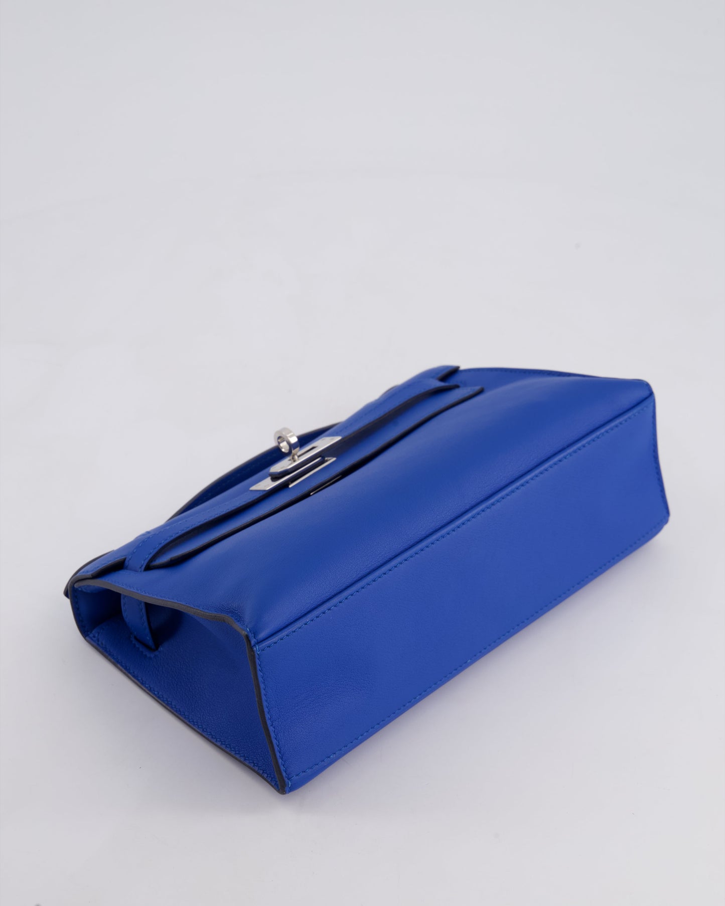 Hermès Kelly Pochette in Bleu Royal Swift Leather with Palladium Hardware