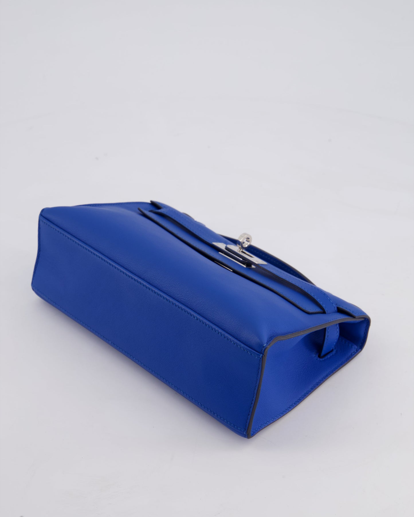 Hermès Kelly Pochette in Bleu Royal Swift Leather with Palladium Hardware