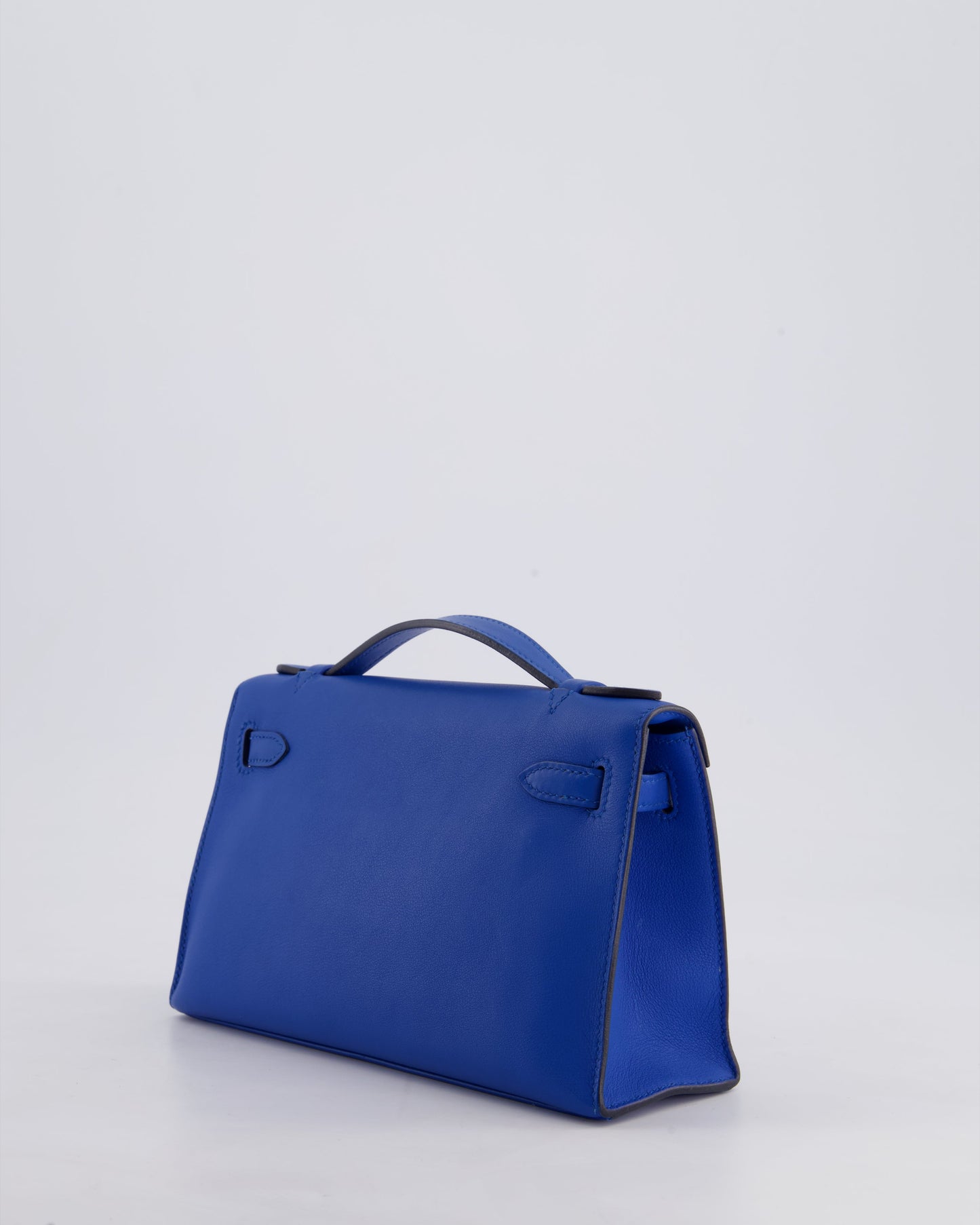 Hermès Kelly Pochette in Bleu Royal Swift Leather with Palladium Hardware