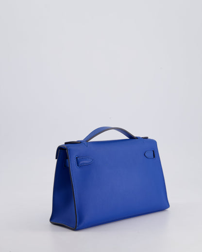 Hermès Kelly Pochette in Bleu Royal Swift Leather with Palladium Hardware
