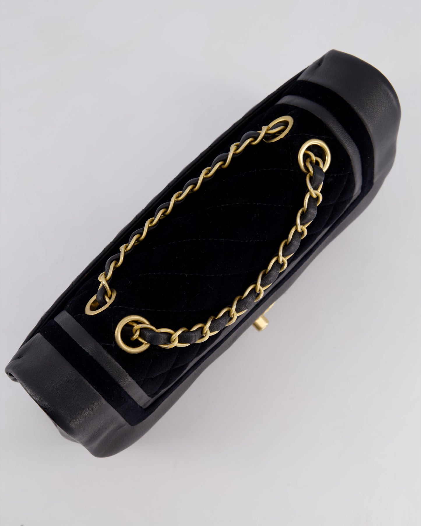 Chanel Black Medium Flap Bag in Lambskin Leather and Velvet with Rope CC Logo Detail