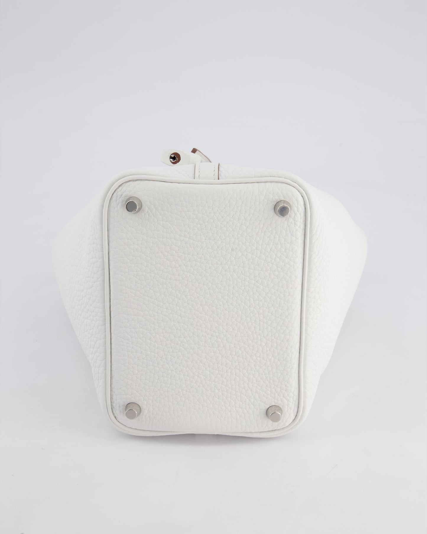 Hermès Picotin Lock Bag 18cm in New White Clemence Leather with Vert Fizz Interior Handles and Palladium Hardware