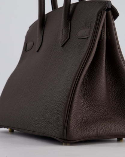 *HOT* Hermès Birkin Bag 30cm Retourne in Ebene Togo Leather with Gold Hardware