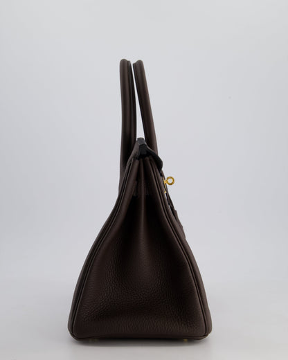 *HOT* Hermès Birkin Bag 30cm Retourne in Ebene Togo Leather with Gold Hardware