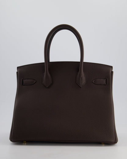 *HOT* Hermès Birkin Bag 30cm Retourne in Ebene Togo Leather with Gold Hardware