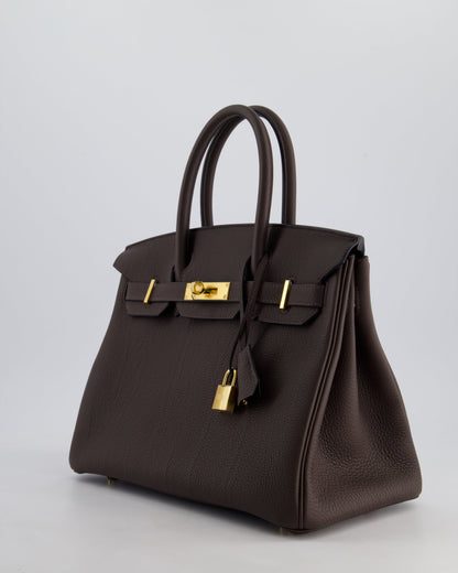 *HOT* Hermès Birkin Bag 30cm Retourne in Ebene Togo Leather with Gold Hardware
