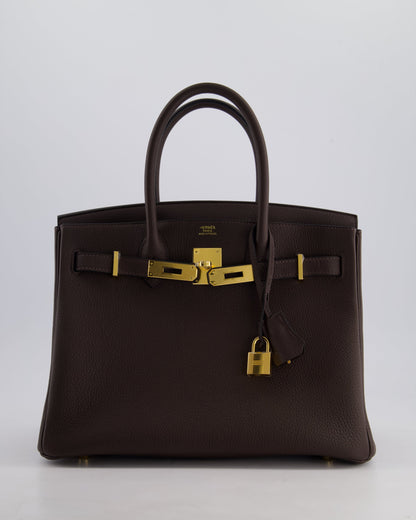 *HOT* Hermès Birkin Bag 30cm Retourne in Ebene Togo Leather with Gold Hardware