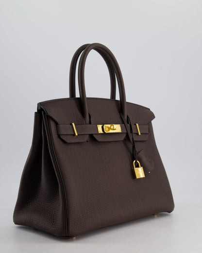 *HOT* Hermès Birkin Bag 30cm Retourne in Ebene Togo Leather with Gold Hardware