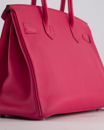 *HOT* Hermès Birkin Bag 30cm Retourne in Rose Shocking Chèvre Mysore Leather with Palladium Hardware