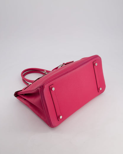 *HOT* Hermès Birkin Bag 30cm Retourne in Rose Shocking Chèvre Mysore Leather with Palladium Hardware