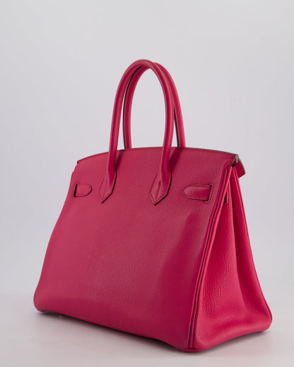 *HOT* Hermès Birkin Bag 30cm Retourne in Rose Shocking Chèvre Mysore Leather with Palladium Hardware