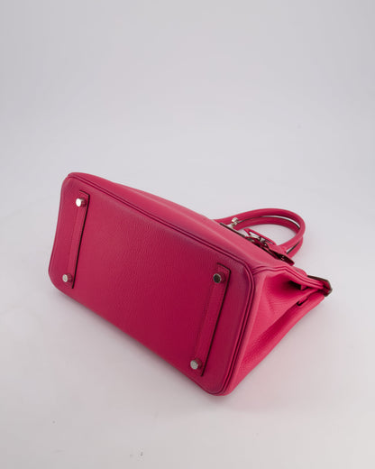 *HOT* Hermès Birkin Bag 30cm Retourne in Rose Shocking Chèvre Mysore Leather with Palladium Hardware