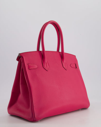 *HOT* Hermès Birkin Bag 30cm Retourne in Rose Shocking Chèvre Mysore Leather with Palladium Hardware