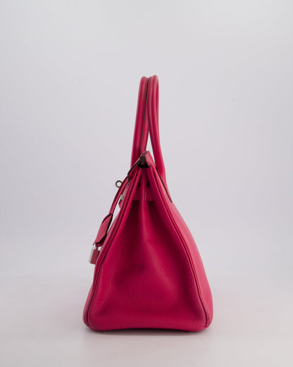 *HOT* Hermès Birkin Bag 30cm Retourne in Rose Shocking Chèvre Mysore Leather with Palladium Hardware