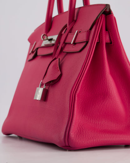 *HOT* Hermès Birkin Bag 30cm Retourne in Rose Shocking Chèvre Mysore Leather with Palladium Hardware