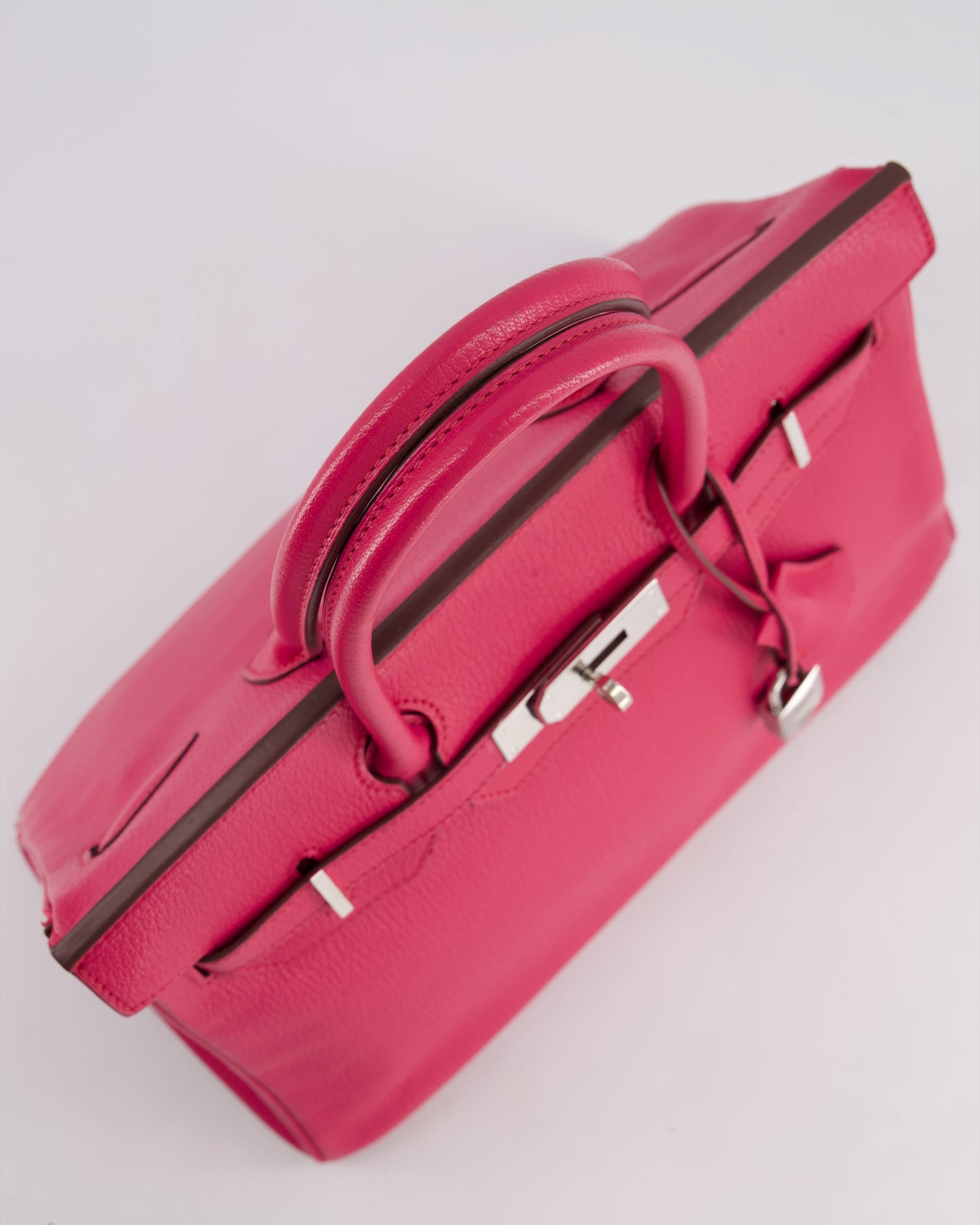 *HOT* Hermès Birkin Bag 30cm Retourne in Rose Shocking Chèvre Mysore Leather with Palladium Hardware