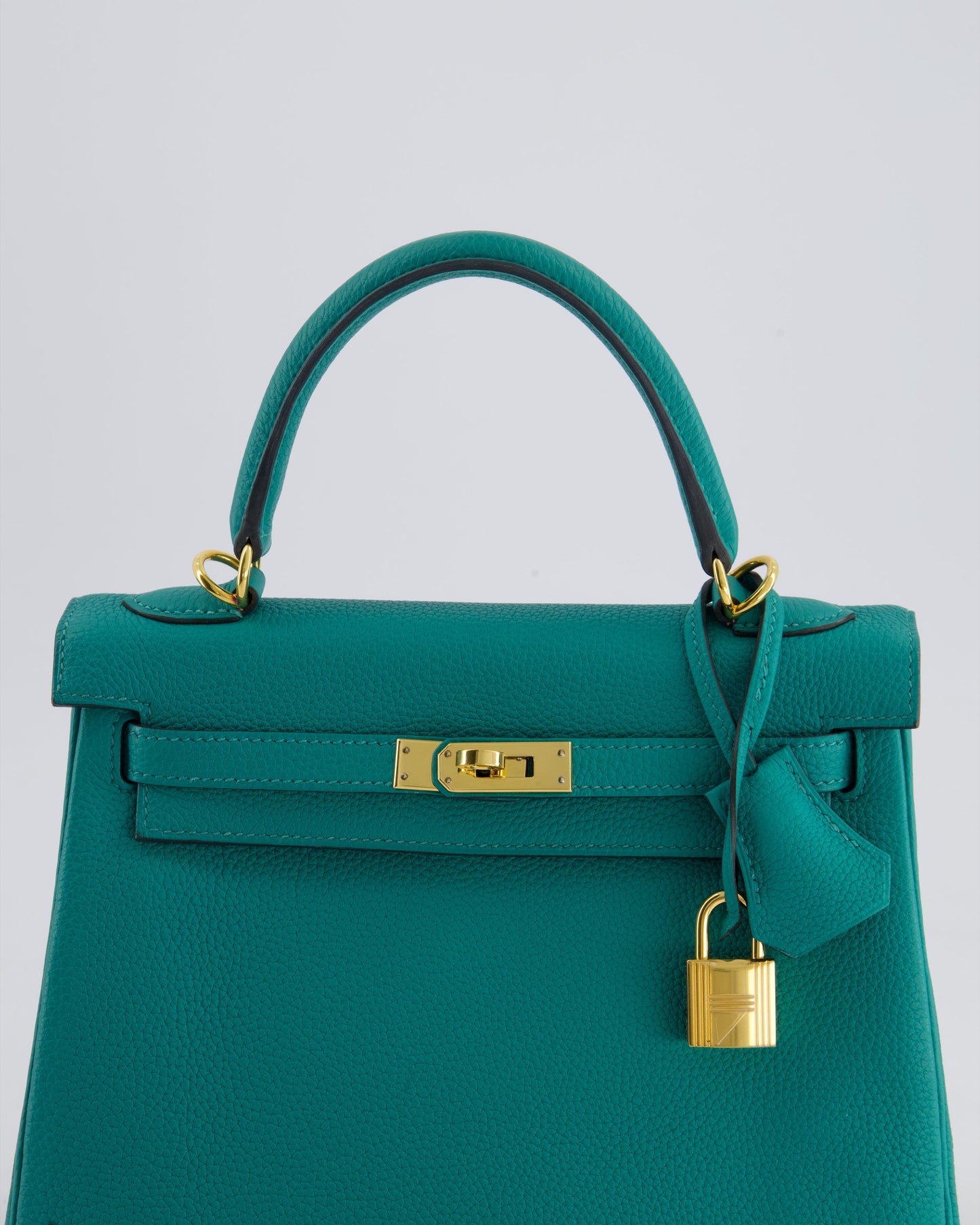 Hermès Kelly Retourne Bag 25cm in Bleu Lagon Togo Leather with Gold Hardware
