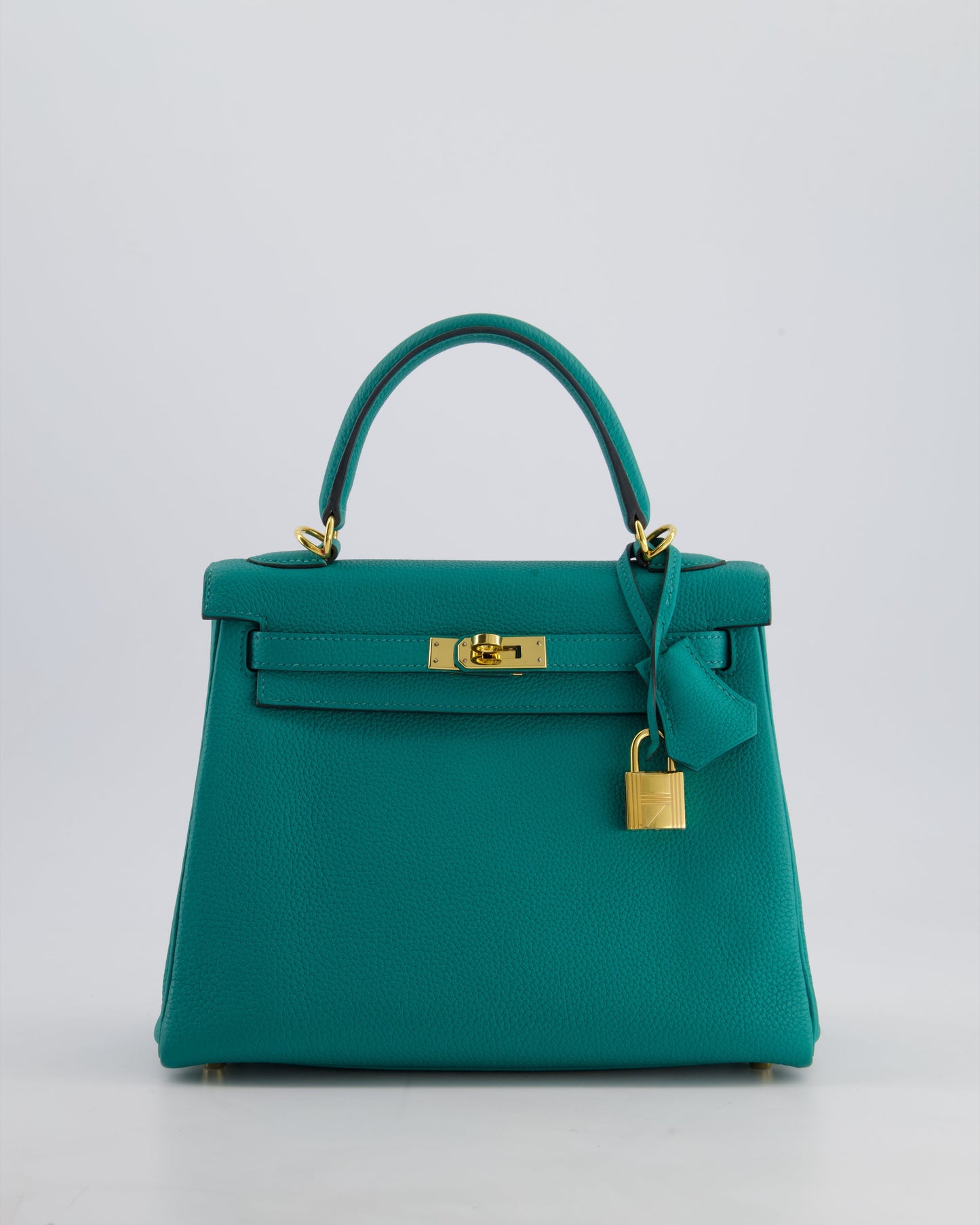 Hermès Kelly Retourne Bag 25cm in Bleu Lagon Togo Leather with Gold Hardware