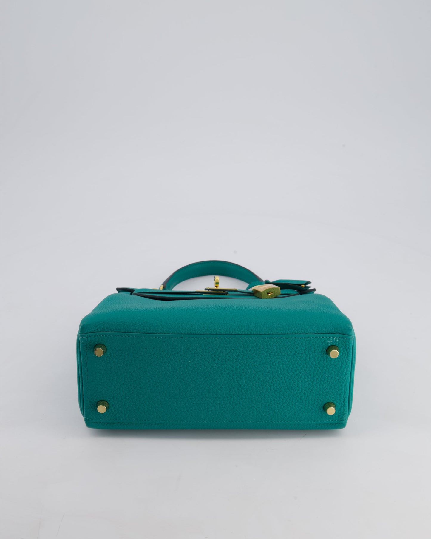 Hermès Kelly Retourne Bag 25cm in Bleu Lagon Togo Leather with Gold Hardware