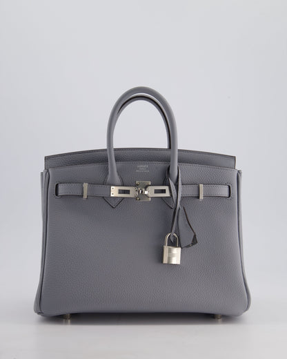 *NEW COLOUR* Hermès Birkin 25cm Retourne Bag in Gris Togo Leather with Palladium Hardware