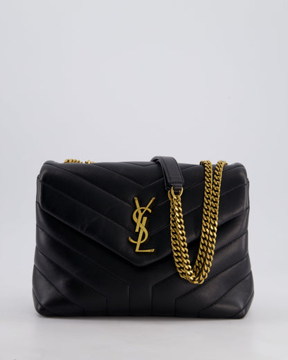 Saint Laurent Small Black Loulou Bag in Calfskin Leather with Gold Hardware