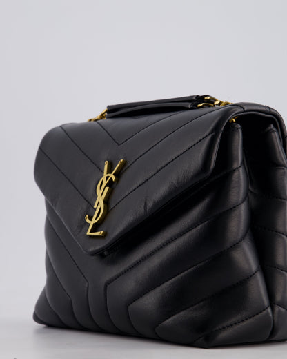 Saint Laurent Small Black Loulou Bag in Calfskin Leather with Gold Hardware