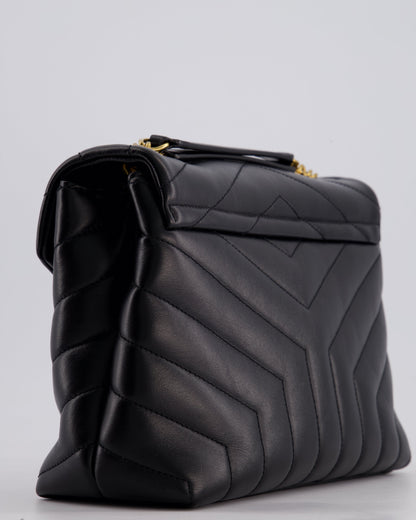 Saint Laurent Small Black Loulou Bag in Calfskin Leather with Gold Hardware