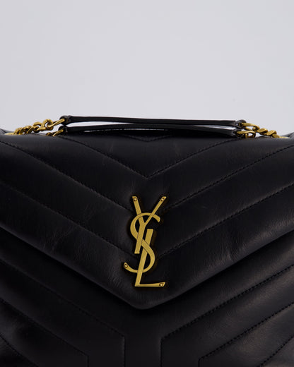 Saint Laurent Small Black Loulou Bag in Calfskin Leather with Gold Hardware