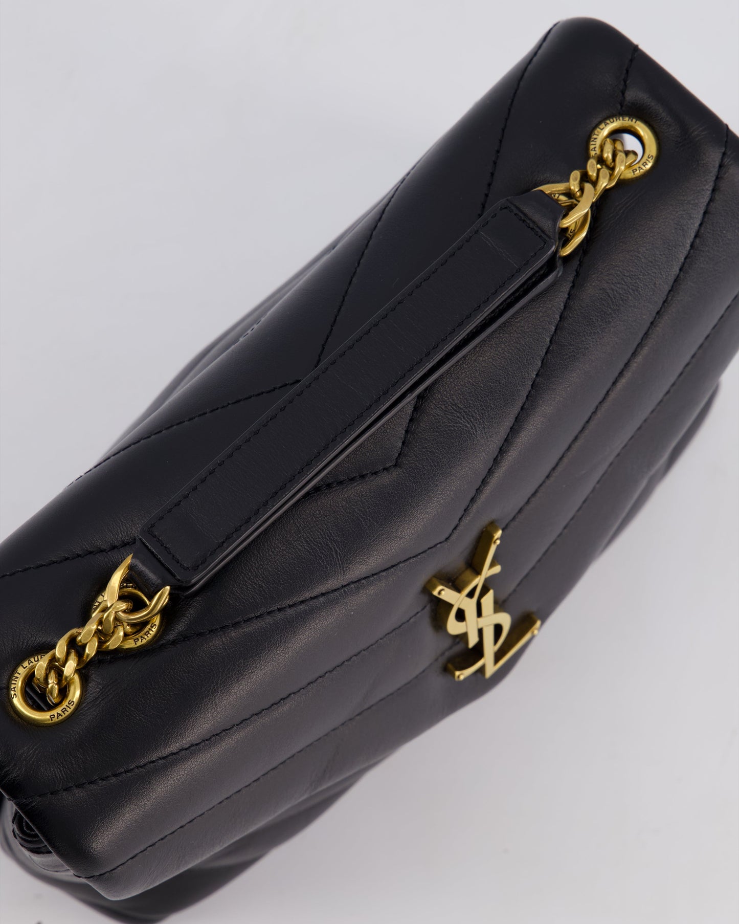 Saint Laurent Small Black Loulou Bag in Calfskin Leather with Gold Hardware