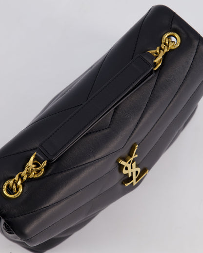 Saint Laurent Small Black Loulou Bag in Calfskin Leather with Gold Hardware
