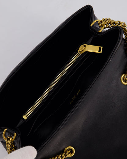 Saint Laurent Small Black Loulou Bag in Calfskin Leather with Gold Hardware