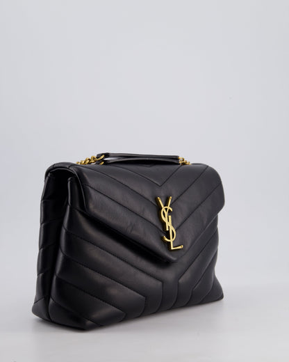 Saint Laurent Small Black Loulou Bag in Calfskin Leather with Gold Hardware