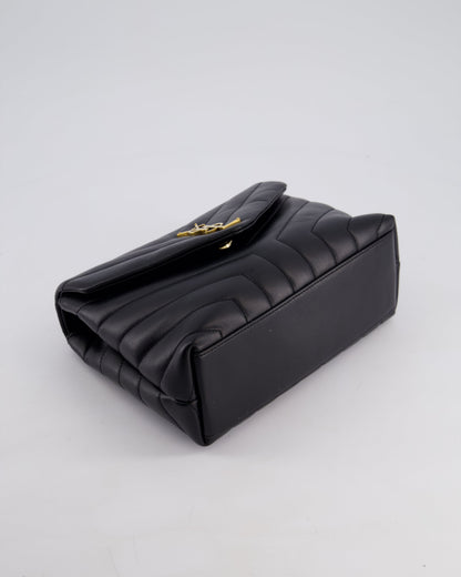 Saint Laurent Small Black Loulou Bag in Calfskin Leather with Gold Hardware
